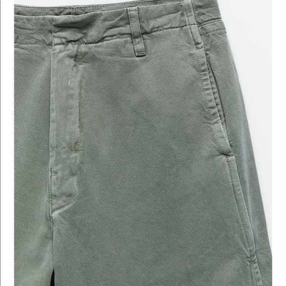 Zara | Pants u0026 Jumpsuits | Nwt Zara Green The Barrel Fit Pants | Poshmark
